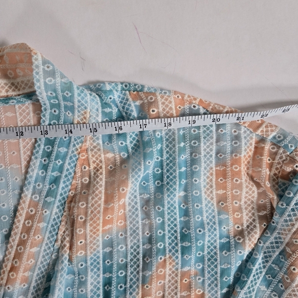 Ruby Rd. Lightweight Embroidered kimono cover up Women Orange Green sz 2X - Picture 4 of 7